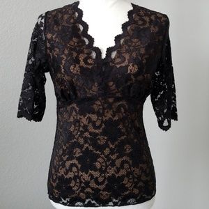 CAbi Lace Top with Elbow Length Sleeves